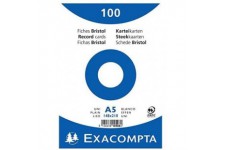 Exacompta 10508E Paquet de 100 Fiches Bristol sous film 14, 8 x 21 cm Uni non perforees Blanches