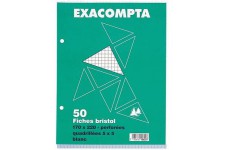 EXACOMPTA 10620E Paquet 50 fiches sous film - bristol quadrille 5x5 perfore 170x220mm Blanc