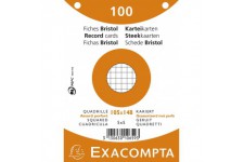 EXACOMPTA 10658E Paquet 100 fiches sous film - bristol quadrille 5x5 perfore - 148x210mm Couleurs aleatoires