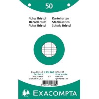 EXACOMPTA 12603E Paquet 50 fiches sous film - bristol quadrille 5x5 perfore 125x200mm Blanc