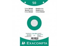 EXACOMPTA 12603E Paquet 50 fiches sous film - bristol quadrille 5x5 perfore 125x200mm Blanc