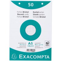 EXACOMPTA 12608E Paquet 50 fiches sous film - bristol quadrille 5x5 perfore 148x210mm Blanc