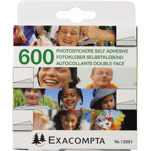 Exacompta - Ref. 12991E - 1 boite de 600 autocollants photos double face predecoupes - taille 0,9 x 0,9 cm - couleur blanc - Emb