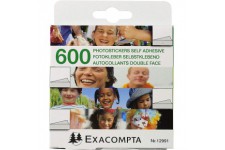 Exacompta - Ref. 12991E - 1 boite de 600 autocollants photos double face predecoupes - taille 0,9 x 0,9 cm - couleur blanc - Emb