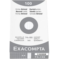 EXACOMPTA 13200B etui refermable de 100 fiches - bristol quadrille 5x5 non perfore 74x105mm Blanc