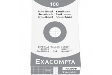 EXACOMPTA 13200B etui refermable de 100 fiches - bristol quadrille 5x5 non perfore 74x105mm Blanc
