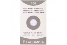 Exacompta 13201E Etui refermable de 100 fiches bristol 7,5 x 12 cm quadrillee 5 x 5 non perforees Blanche