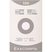 Exacompta 13203E Etui refermable de 100 fiches bristol 12,5 x 20 cm quadrillee 5 x 5 non perforees Blanche.