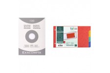 Exacompta Etui refermable de 100 fiches bristol 14,8 x 21 cm quadrillee 5 x 5 & Intercalaires pour fiches bristol en