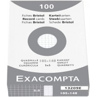 Exacompta 13209E Etui 100 Fiches Bristol Blanc 105/148 5x5