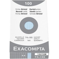 EXACOMPTA 13210B etui refermable de 100 fiches - bristol quadrille 5x5 non perfore 74x105mm Azur