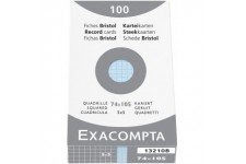 EXACOMPTA 13210B etui refermable de 100 fiches - bristol quadrille 5x5 non perfore 74x105mm Azur