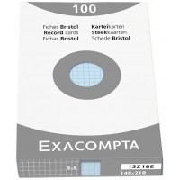 Exacompta 13218E Etui refermable de 100 fiches bristol - quadrille 5x5 non perforee 148x210mm BLEUE