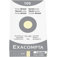EXACOMPTA 13220B etui refermable de 100 fiches - bristol quadrille 5x5 non perfore 74x105mm Jaune