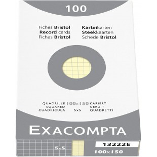 EXACOMPTA 13222E etui refermable de 100 fiches - bristol quadrille 5x5 non perfore 100x150mm Jaune