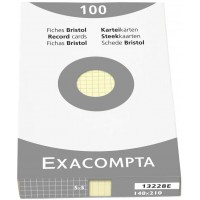 Exacompta 13228E Etui refermable de 100 fiches bristol 14,8 x 21 cm quadrillee 5 x 5 non perforees Jaune.