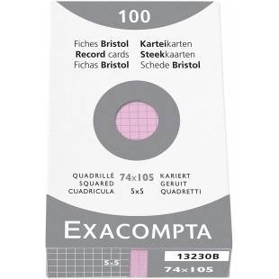 EXACOMPTA 13230B etui refermable de 100 fiches - bristol quadrille 5x5 non perfore 74x105mm Rose