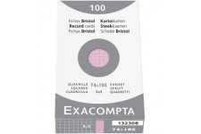 EXACOMPTA 13230B etui refermable de 100 fiches - bristol quadrille 5x5 non perfore 74x105mm Rose