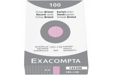 EXACOMPTA 13239E etui refermable de 100 fiches - bristol quadrille 5x5 non perfore 105x148mm Rose