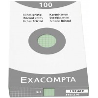 Exacompta 13248E Etui refermable de 100 fiches bristol 14,8x21 cm quadrille 5x5 non perforee verte.