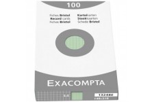 Exacompta 13248E Etui refermable de 100 fiches bristol 14,8x21 cm quadrille 5x5 non perforee verte.