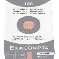 EXACOMPTA 13269B etui refermable de 100 fiches - bristol quadrille 5x5 non perfore 105x148mm Orange