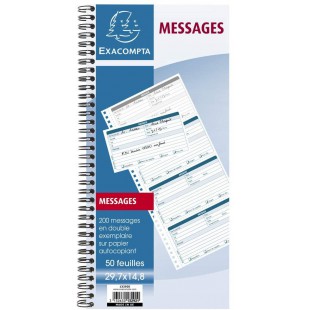 Exacompta 13292E Bloc message a  spirale 50 feuilles 29,7 x 14,8 cm