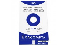 EXACOMPTA Etui de 100 fiches bristol - uni non perfore 74x105mm