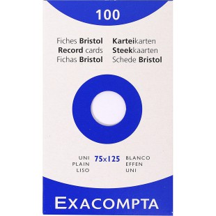 Exacompta 13301E Etui 100 Fiches Bristol Blanc 75/125