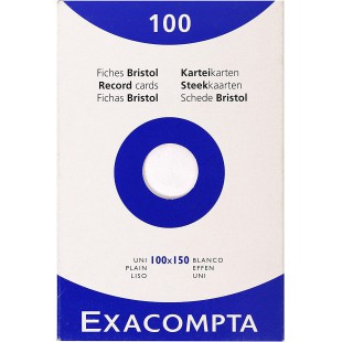 EXACOMPTA 13302E etui refermable de 100 fiches - bristol uni non perfore 100x150mm Blanc