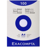 Exacompta 13306E Etui 100 Fiches Bristol Blanc 210/297 uni