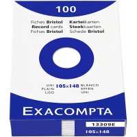 Exacompta - Ref. 13309E - etui de 100 fiches - bristol uni non perfore 105x148mm - Blanc