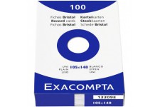 Exacompta - Ref. 13309E - etui de 100 fiches - bristol uni non perfore 105x148mm - Blanc