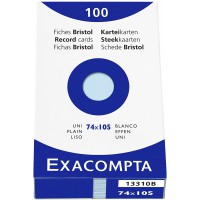 EXACOMPTA 13310B etui refermable de 100 fiches - bristol uni non perfore 74x105mm Azur