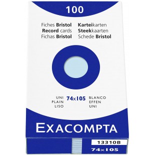 EXACOMPTA 13310B etui refermable de 100 fiches - bristol uni non perfore 74x105mm Azur
