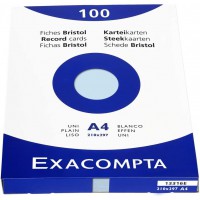 Exacompta 13316E Etui de 100 fiches bristol - uni non perfore 210x297mm