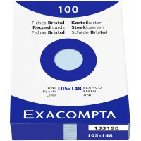EXACOMPTA 13319B etui refermable de 100 fiches - bristol uni non perfore 105x148mm Azur