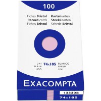 EXACOMPTA 13330B etui refermable de 100 fiches - bristol uni non perfore 74x105mm Rose