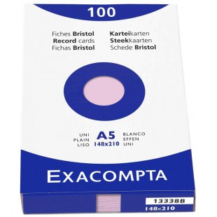 Exacompta 13338B Etui de 100 fiches bristol - uni non perfore 148x210mm