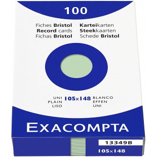 EXACOMPTA 13349B etui refermable de 100 fiches - bristol uni non perfore 105x148mm Vert