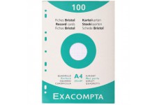 Exacompta - Ref. 13606E - etui de 100 fiches - bristol quadrille 5x5 perfore 210x297mm - Blanc