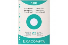 Exacompta - Ref. 13606E - etui de 100 fiches - bristol quadrille 5x5 perfore 210x297mm - Blanc