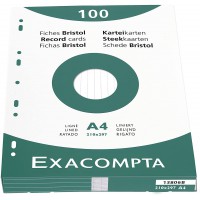 Exacompta 13806B Etui refermable de 100 fiches bristol 21 x 29,7 cm lignees Blanche .