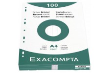 Exacompta 13806B Etui refermable de 100 fiches bristol 21 x 29,7 cm lignees Blanche .