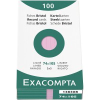 EXACOMPTA 13830B etui refermable de 100 fiches - bristol ligne non perfore 74x105mm Rose