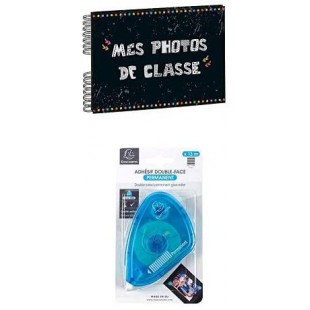 EXACOMPTA Pack : A/Album pour Photos de Classes 50 Pages Noir + B/Derouleur d'adhesif Double Face Permanent