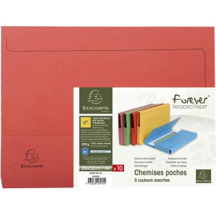 Exacompta - Ref. 46970E - Paquet de 10 chemises Poche avec soufflet de 32 mm Forever® 290 g/m² - chemises 100% recyclees et cert