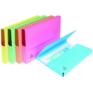 Lot de 10 : Exacompta - Ref. 47970E - chemises Poche avec soufflet de 32 mm SUPER 210 g/m² - couleurs pastel - chemises certifi