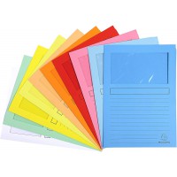 Exacompta - Ref. 50450E - Paquet de 10 chemises a  fenetre sans plastique SUPER 160 g/m² - couleurs pastel - chemises certifiees