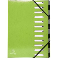 Exacompta 53923E Trieur Harmonika de 12 compartiment Iderama avec couverture en carte pellicule Vert anis